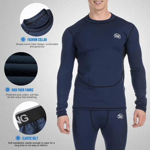 Miniatura 3 de MeetHoo Conjunto de ropa interior térmica para hombre, capa base de compresión, ropa de invierno con forro polar largo, ropa de correr y esquiar