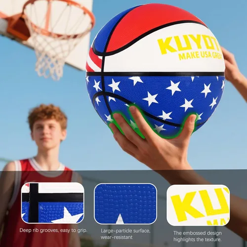 Miniatura 4 de KUYOTQ Kids Toddler Youth Adult Size 3/4/5/6/7 Basketball 22/25.5/27.5/28.5/29.5" Thickened Rubber or Faux Leather Indoor Outdoor Basketball for