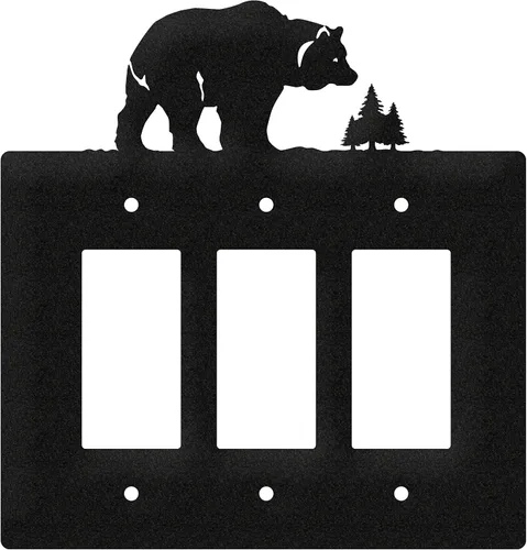 Miniatura 9 de SWEN Products Bear Wildlife - Placa de pared (interruptor simple, negro)