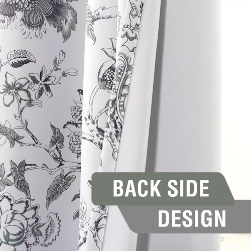 Miniatura 6 de H.VERSAILTEX Cortinas opacas de 63 pulgadas de largo, juego de 2 paneles de cortinas con estampado floral para sala de estar, cortinas de ventana