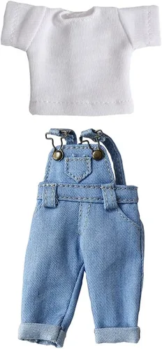 Miniatura 7 de Ropa de muñeca Bjd Ropa de moda Pantalones de mezclilla para OB11, GSC, 1/12bjd Ropa de muñeca Accesorios Pantalones+Camiseta (azul oscuro)
