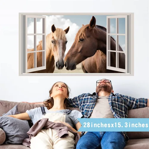 Miniatura 3 de Calcomanías de pared de caballos, animales de granja, calcomanías de pared 3D falsas para ventanas, calcomanías de vinilo para decoración