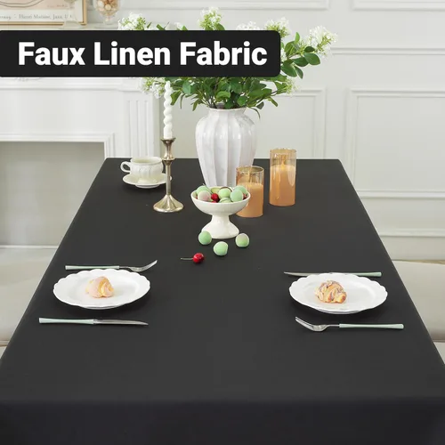 Miniatura 7 de Laolitou - Mantel cuadrado de lino impermeable texturizado negro, manteles lavables sin arrugas a prueba de derrames para mesa de comedor