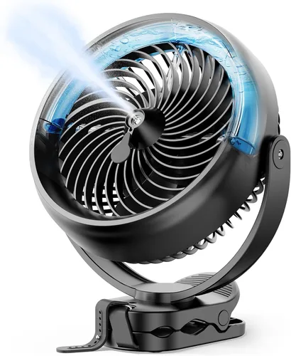 Miniatura 10 de Koonie Ventilador portátil recargable de 10000 mAh, de 8 pulgadas, con pinza, ventilador USB para automóvil de 4 velocidades, abrazadera resistente