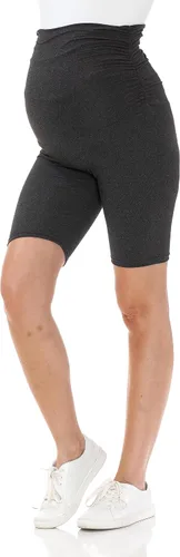 Miniatura 4 de Leggings Depot Pantalones cortos de maternidad con cintura lateral fruncida para mujer, pantalones cortos sobre el vientre