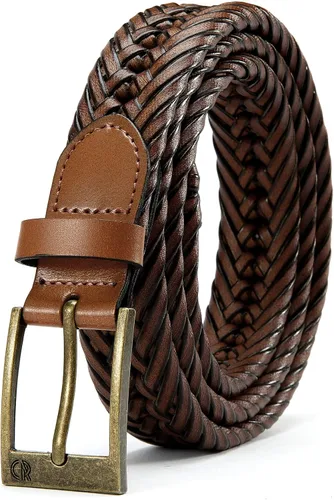 Miniatura 10 de CHAOREN Cinturones trenzados de cuero para hombre, cinturón de cuero tejido casual de 1 1/8 pulgadas para pantalón de vestir