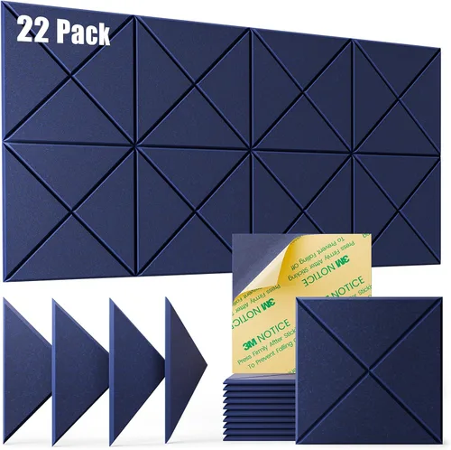Miniatura 20 de Paquete de 22 paneles acústicos autoadhesivos, 12"X 12"X 0.4" paneles de espuma insonorizante, paneles de pared insonorizados de alta densidad