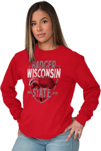 Miniatura 3 de Brisco Brands Wisconsin Badger Estatal Equipo Estudiante Uniforme Manga Larga Camiseta Hombres Mujeres