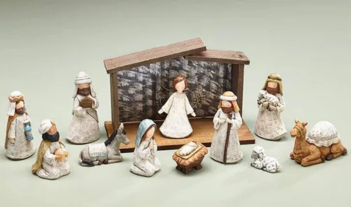 Miniatura 8 de Burton and Burton - Juego de 12 piezas de Belén de alta calidad, incluye 11 figuras de resina, escena de un rey nace que incluye al bebé Jesús