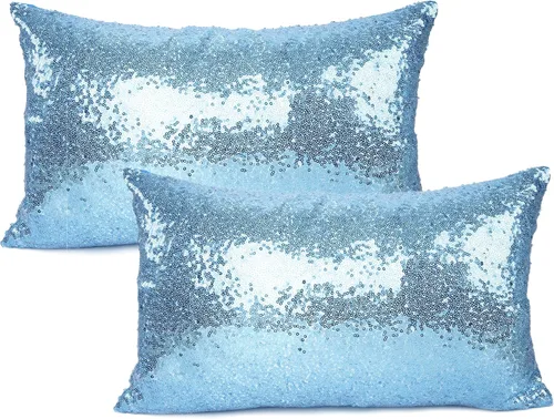 Miniatura 21 de YOUR SMILE Paquete de 2, Nueva Serie de Lujo Oro Rosa Champán Decorativa con Lentejuelas Brillantes y Cómoda Funda de Almohada Decorativa de Satén