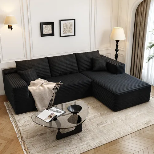 Miniatura 23 de Sofá seccional modular Cloud de 107.5 pulgadas con 1 otomana, sofás tapizados modernos minimalistas, cómodo sofá en forma de U para sala de estar