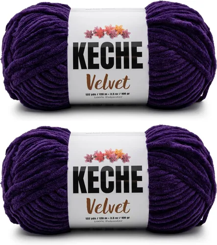 Miniatura 86 de Keche Hilo de terciopelo para ganchillo, manta de felpilla suave, voluminosa, hilo amigurumi, 3.53 oz (132 yardas), color azul bebé