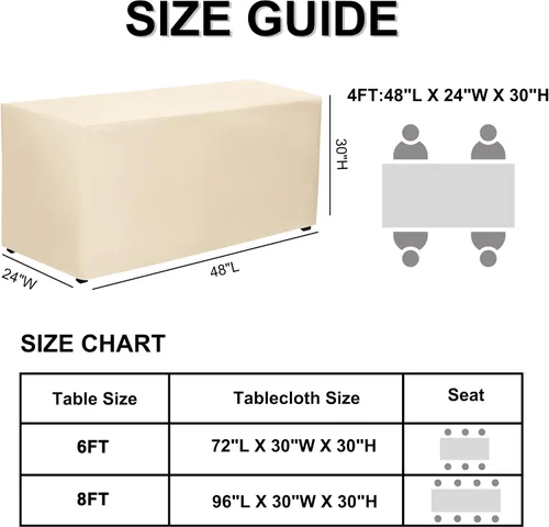 Miniatura 7 de PLOYMONO - Juego de 2 manteles ajustables, mantel de longitud hasta el suelo para mesa rectangular de 4 pies (122x61 cm) de poliéster, ideal