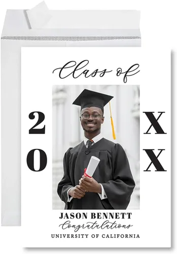 Miniatura 17 de Andaz Press Tarjeta fotográfica de graduación jumbo personalizada de 8.5 x 11 pulgadas con sobre, tarjeta de felicitación personalizada de clase