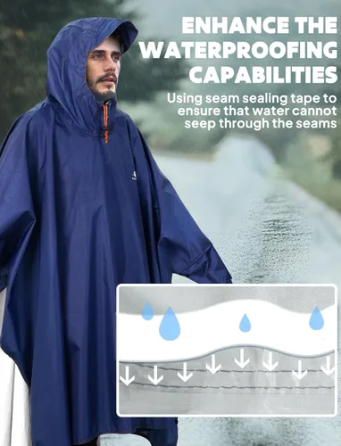 Miniatura 35 de ANYOO Poncho de lluvia con capucha para adultos, impermeable, ligero, para hombres y mujeres, chaqueta de lluvia reutilizable para emergencias al