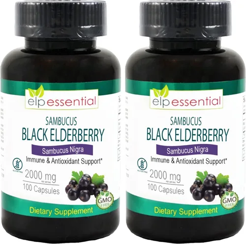 Miniatura 6 de ELP ESSENTIAL Cápsulas de saúco negro de 2000 mg 100 unidades Extracto de Sambucus súper concentrado, antioxidante e inmune