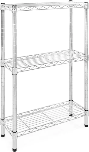 Shelving Inc. Estantería de alambre cromado de 8 pulgadas de profundidad x 24 pulgadas de ancho con estantes de 3 niveles, capacidad de peso de 800