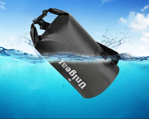 Miniatura 7 de Bolsa seca Unigear impermeable, 2L/5L/10L/20L/30L/40L, Bolsas flotantes y ligeras para kayak, navegación, pesca, natación y camping con funda Negro