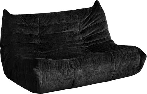 Miniatura 112 de Puf para adultos, silla puf grande, sillón con relleno de espuma viscoelástica para el hogar, apartamento o sala de juegos, gris afelpado Felpa gris