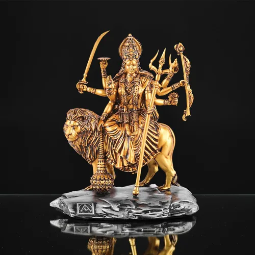 Miniatura 6 de Artarium Shri Durga MATA Idol Estatua antigua Sherawali MATA Shri Vaishno Devi Maa Durga MATA Idol para tablero de automóvil y decoración