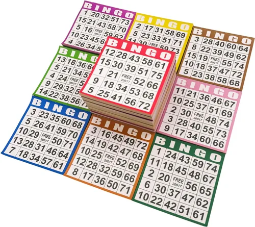 JUNWRROW Tarjetas de juego de papel de bingo, 1000 hojas (100 libros de 10 colores), tarjetas desechables de 4 x 4 pulgadas, ideales para personas