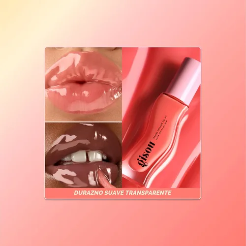 Miniatura 5 de Gisou Aceites labiales con infusión de miel Gloss Hour Edition, juego de brillo labial hidratante y no pegajoso con remolino de frambuesa, melocotón