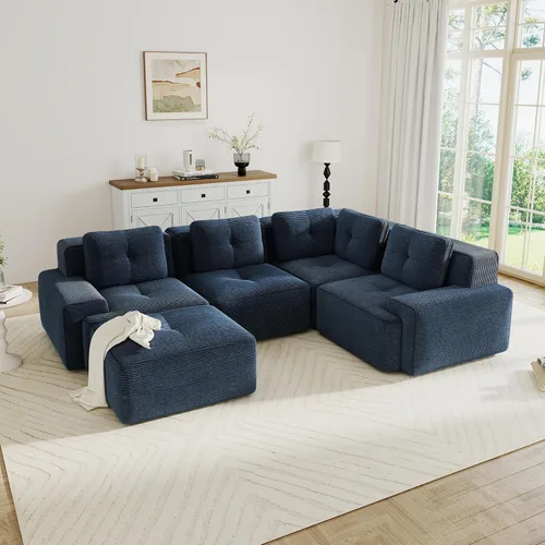 Miniatura 30 de Sofás modulares sin hueso de 152.8 pulgadas para sala de estar, sofá modular con diván en forma de L, cómodo asiento profundo tapizado de tela