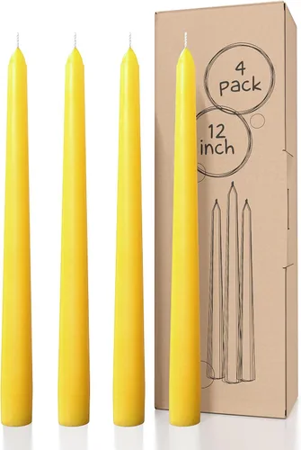 Miniatura 40 de CANDWAX Paquete de 4 velas cónicas blancas, sin goteo, de combustión lenta, sin perfume, de 12 pulgadas, ideales para mesa de comedor, candelabros