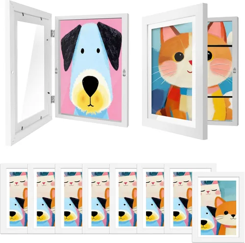 Miniatura 18 de Paquete de 4 marcos de arte para niños de 8.5x11 pulgadas, marcos reversibles cambiables para exhibición de fotos, almacenamiento para proyectos