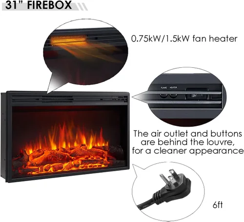 Miniatura 4 de LegendFlame® Harrison - Chimenea eléctrica con mantel envolvente de 48 pulgadas y inserto de Jaden de 31 pulgadas, acabado blanco crema
