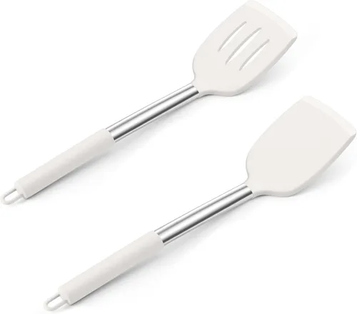Miniatura 12 de Juego de utensilios de cocina de 4 piezas, E-far utensilios de cocina de silicona para utensilios de cocina antiadherentes, espátula ranurada Azul