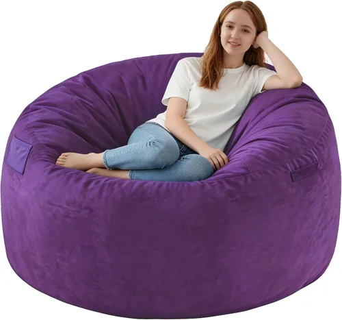 Miniatura 39 de Silla de Puf de 3 Pies, Sillas de Puf Cómodas con Relleno de Espuma Viscoelástica, Sofá de Puf Esponjoso con Funda de Terciopelo Holandés, Sillas