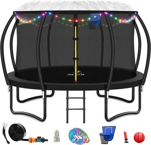 Miniatura 16 de JELENS Trampolín de 8 pies, 10 pies, 12 pies, 14 pies, 15 pies, 16 pies, trampolines recreativos con red de cierre, trampolines antioxidantes