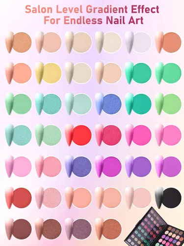 Miniatura 5 de EBANKU Juego de polvos de pigmentos de uñas de 40 colores, paleta profesional de pigmentos de polvo de uñas con tonos iridiscentes para manicura