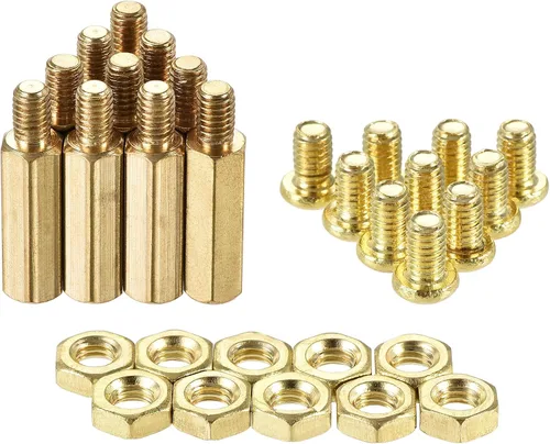 Miniatura 11 de uxcell M4 - Espaciador hexagonal de latón de 0.669 in+0.236 in macho-hembra, kit de tuercas roscadas para placa base PCB, placa de circuito