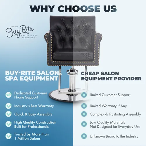 Miniatura 7 de Buy-Rite Chelsea - Silla de salón copetuda negra con ribete de clavos, cojín extraíble de 3.5 pulgadas, bomba hidráulica y brazos acolchados