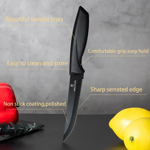 Miniatura 5 de Juego de 4 cuchillos para bistec, cuchillo premium para bistec, juego de cuchillos para bistec de acero inoxidable, cuchillo para bistec dentado
