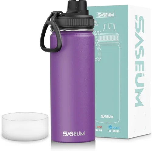 Miniatura 31 de SASEUM Botella de agua de acero inoxidable de 12 onzas, botella aislada sin BPA con tapa de boquilla a prueba de fugas, botella de metal de boca