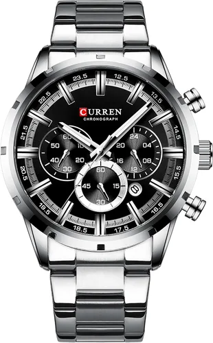 Miniatura 8 de FANMIS Relojes de lujo para hombre, cronógrafo de negocios, impermeable, de acero inoxidable, analógico, de cuarzo, reloj de pulsera
