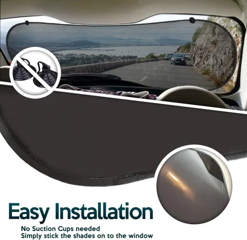 Miniatura 5 de ZONETECH Parasoles adhesivos para ventana lateral y trasera del automóvil, paquete de 3 unidades de malla de alta calidad, no necesita ventosas