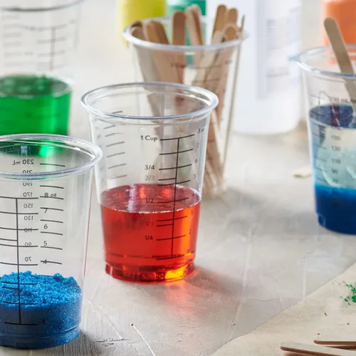 Miniatura 4 de GUSTO Vasos medidores de plástico transparente de 10 onzas [25 unidades] vasos desechables multiusos para hornear, cocinar, resina y mezclar