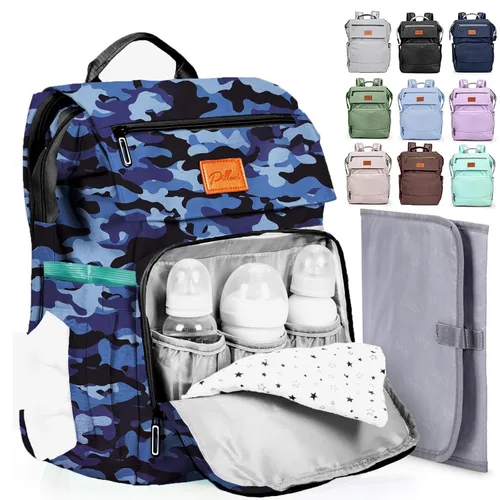 Miniatura 20 de PILLANI Mochila para Pañales de Bebé - Bolsa Grande para Niños y Niñas, Mochila Impermeable para Pañales - Bolsas de Pañales de Viaje con R. Beige