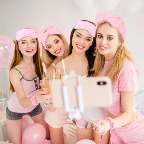 Miniatura 3 de WHAVEL Paquete de 6 diademas de spa rosas para lavarse la cara, diademas de microfibra para el cuidado de la piel, favores de fiesta rosas