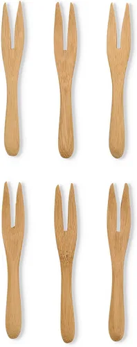 Miniatura 14 de Maison du Fromage - Mini tenedores reutilizables para servir, bambú bruñido, 2 juegos de 6