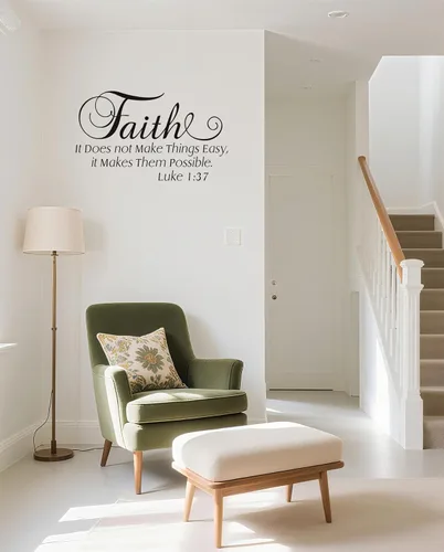 Miniatura 2 de Calcomanías de pared cristianas de Lucas 1:37, Faith It Does Not Make Things Easy It Makes Them Possible Bible Versículo Pegatinas de pared, citas
