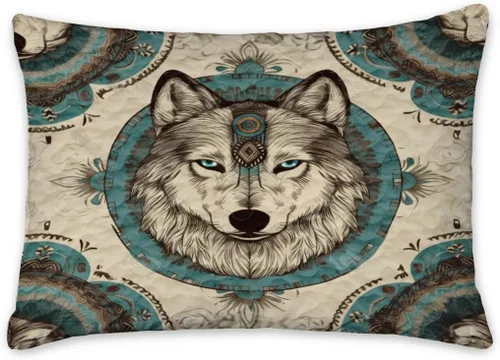 Miniatura 3 de Edredón de lobo personalizado, diseño nativo de ojos azules, tamaño matrimonial, juego de edredón de tamaño King, decoración para habitación