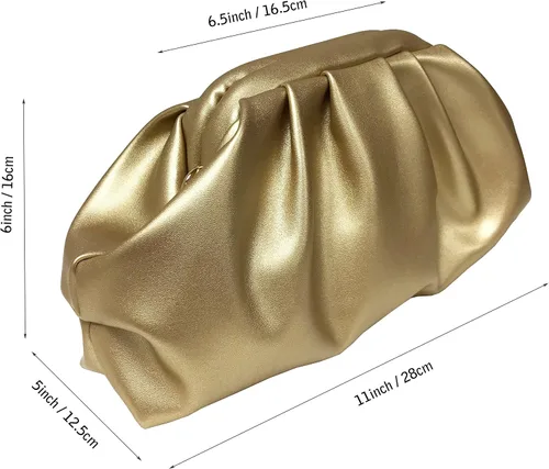 Miniatura 3 de expouch Bolso de noche con diseño fruncido para mujer, con cadena dorada, bolso de hombro