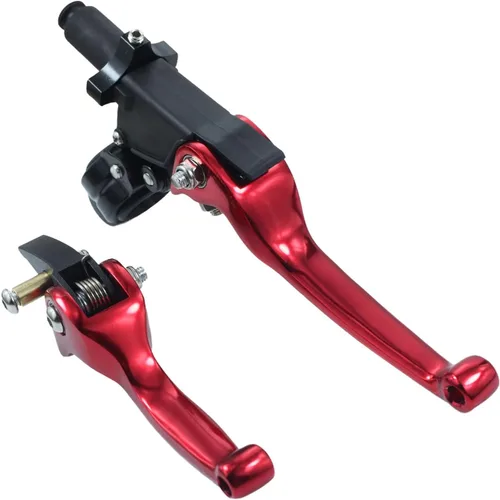 Palancas universales de freno de embrague de 7/8 pulgadas de 0.866 in para CRF70 CRF110 XR 50 XR 70 XR 110 ATV Pit Dirt Bike (rojo)