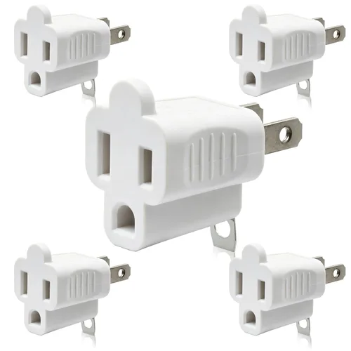 Miniatura 10 de ELEGRP Adaptador de 2 a 3 puntas, paquete de 2, gris - Adaptador de enchufe de conexión a tierra polarizado, certificación ETL