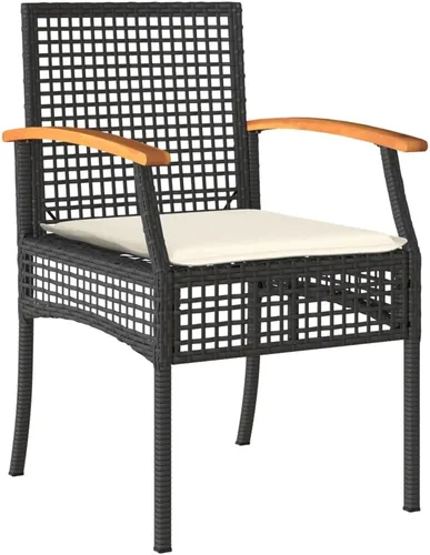 Miniatura 7 de Ensemble Salon de Jardin Noir et Crème 4 Places avec Coussins, Table Banc en Rotin Synthétique Résistant aux UV Pour Terrasse, Balcon, Jardin